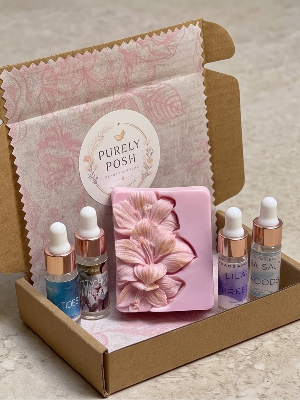Floral Goat Milk Soap & Fragrance Oil Gift Set | Soap + 4 Scent in Eco Gift Box